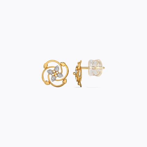 Bright Bloomy Diamond Stud Earrings - alternate view
