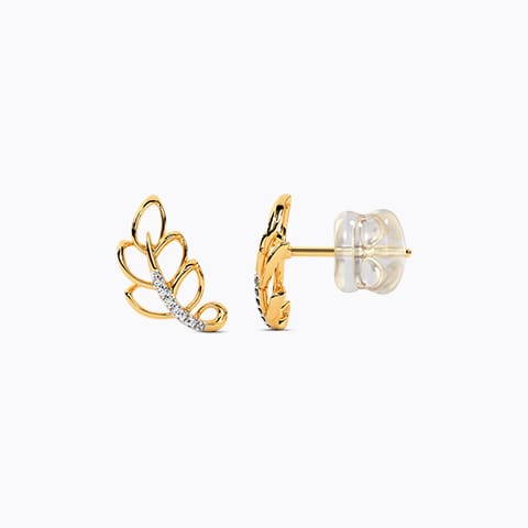 Fern Foliage Diamond Stud Earrings