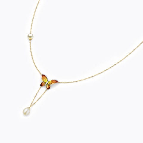 V-Drop Butterfly Gemstone Necklace