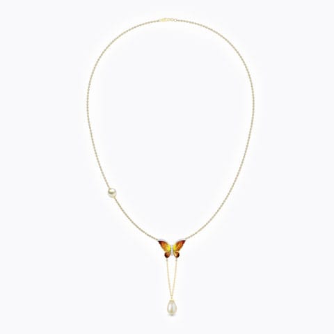 V-Drop Butterfly Gemstone Necklace