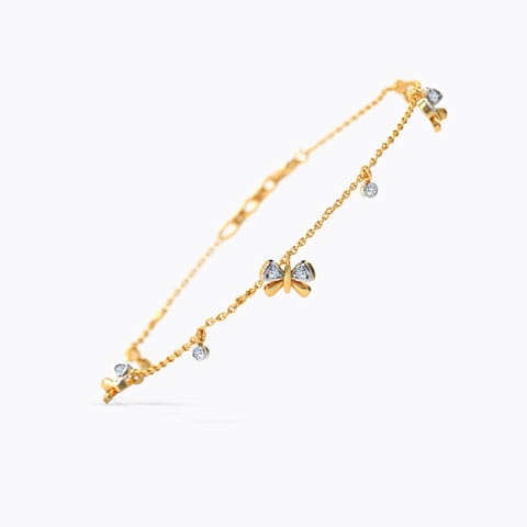 Diamond Butterfly Charm Bracelet