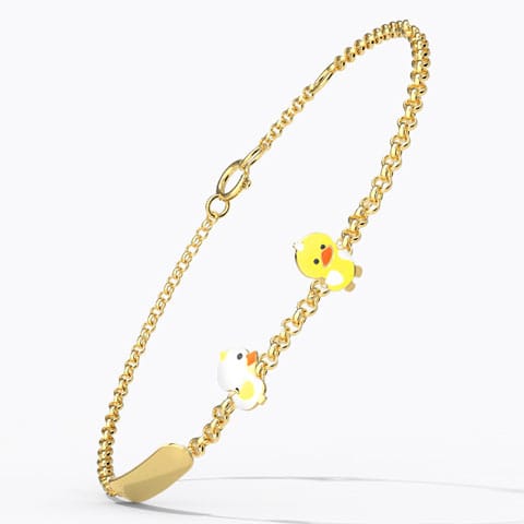Cute Duckling Personalised Kids' Gold Bracelet